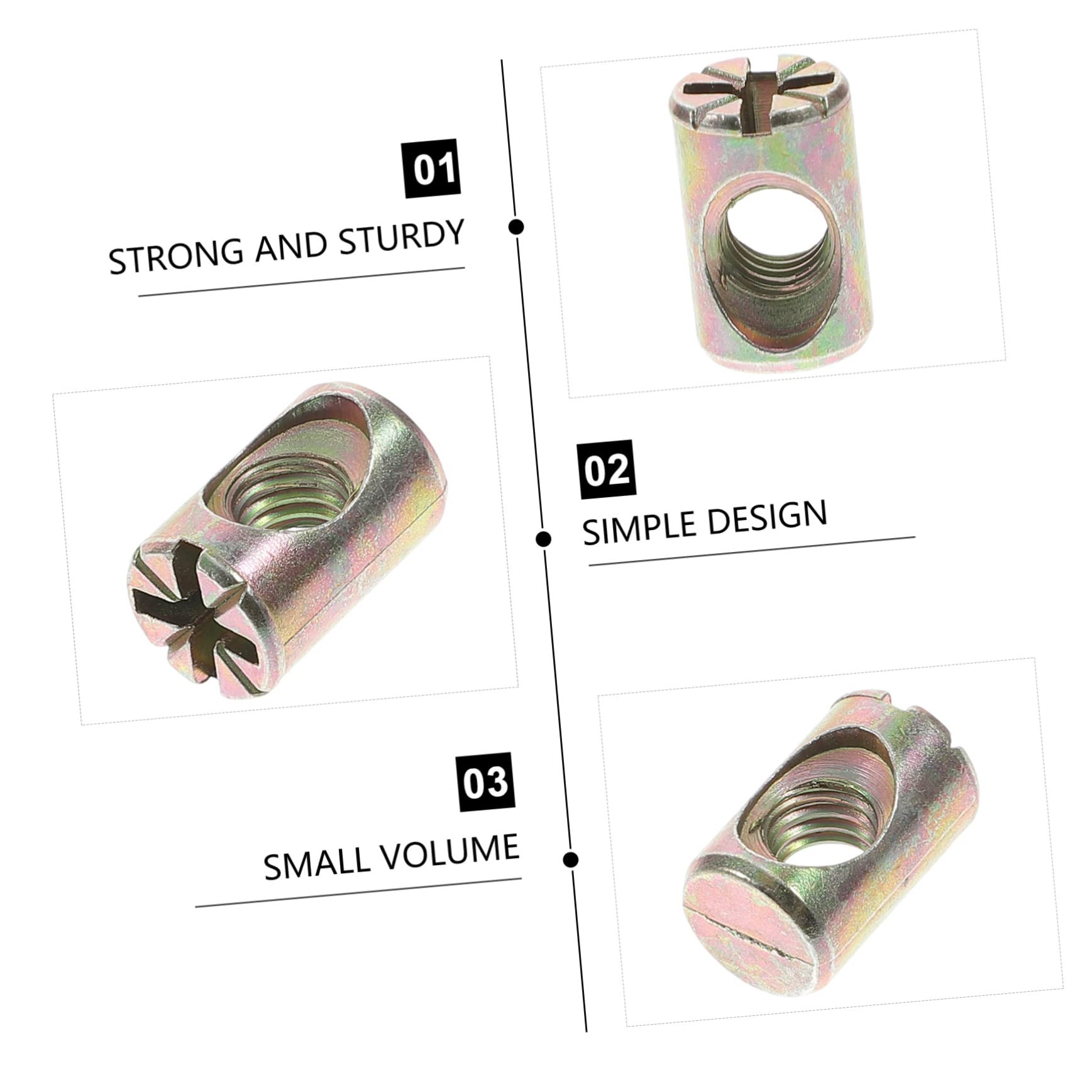 Healifty 20-Pack Heavy Duty Cross Furniture Barrel Nuts - Durable Slotted Hardware Nuts for Beds, Cribs, Chairs & DIY Furniture Projects | Perfect for Home Assembly, Furniture Repair & Woodworking