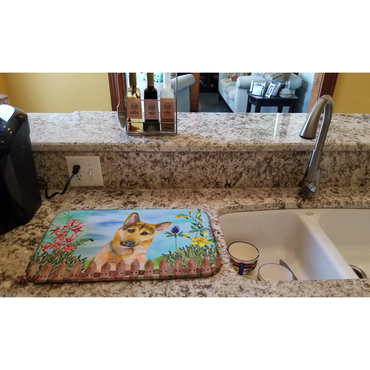 Premium Absorbent German Shepherd Themed Dish Drying Mat - 14