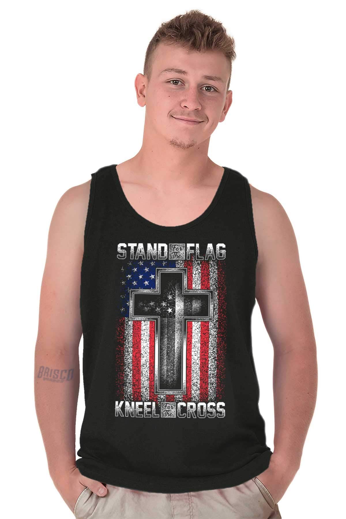 Stand for Flag Kneel The Cross Tank Top T-Shirt for Men & Women - Patriotic Casual Wear for Outdoor Events & Sports