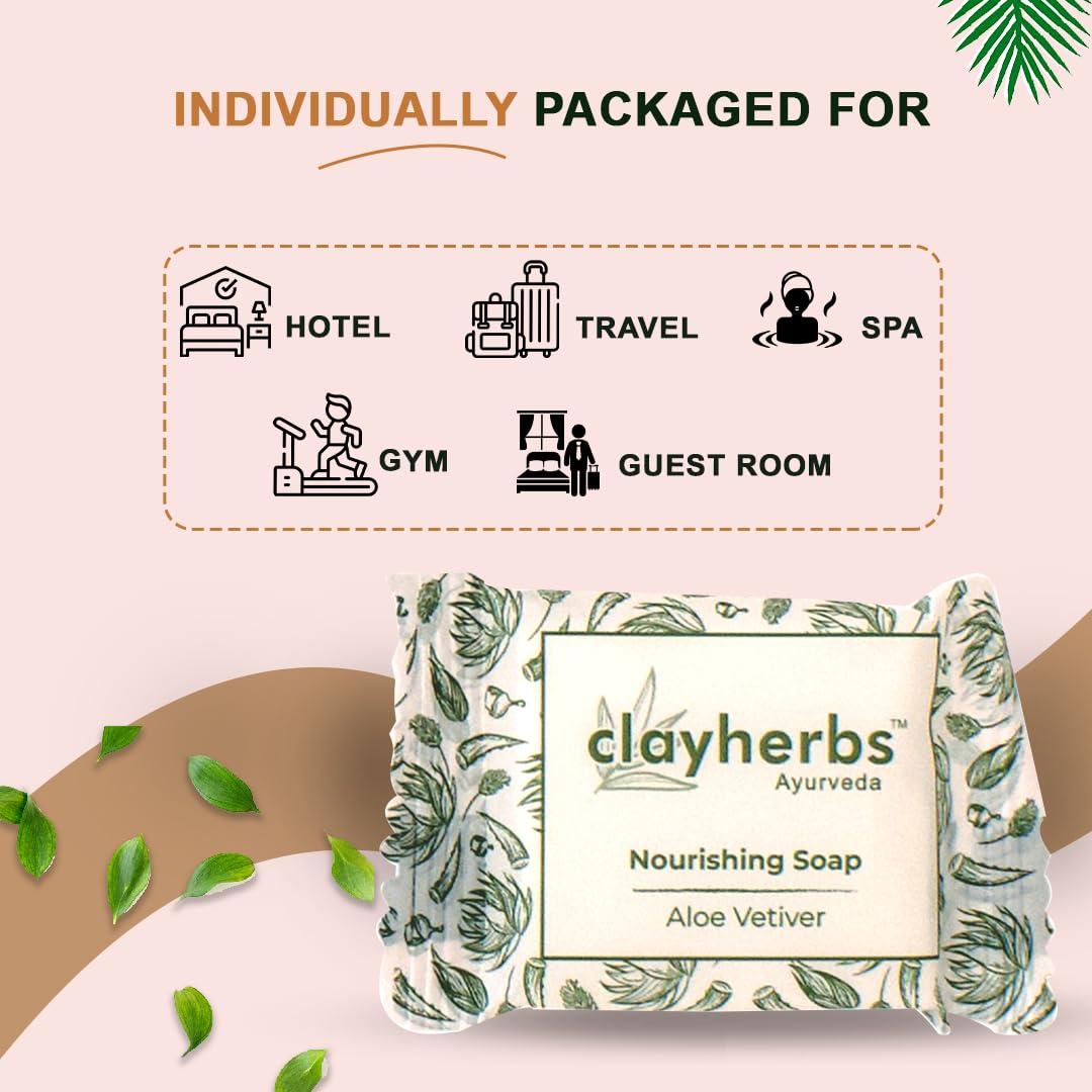 Clayherbs 250-Piece (15g) Nourishing Aloe Vetiver Handmade Soap | Bulk Hotel Amenities & Hospital Toiletry Kits | Guest Room Essentials for Hotels, Spas & Healthcare Facilities | Eco-Friendly Travel Soap for Hospitality Industry