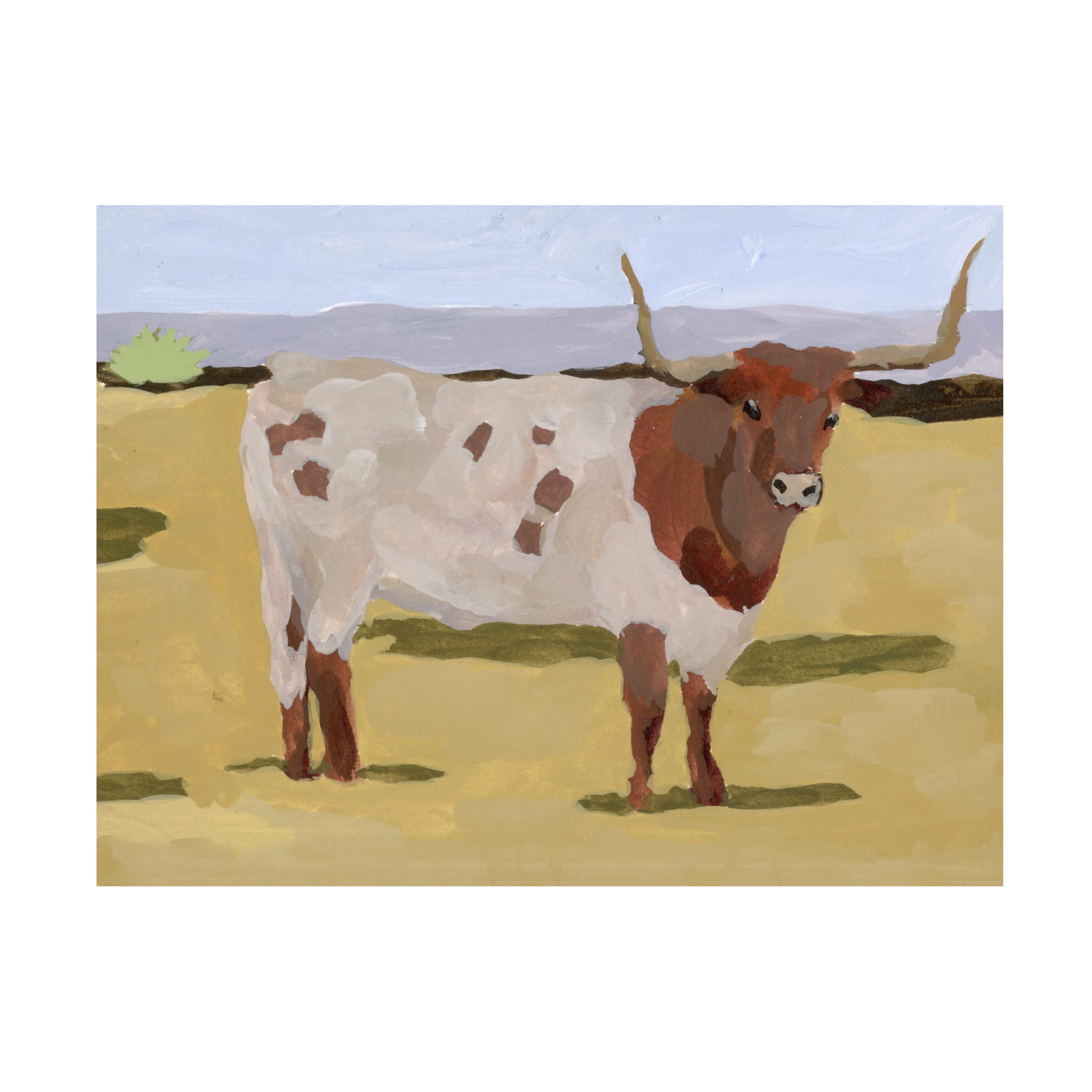 Trademark Fine Art 'Longhorn Cattle II' Canvas Wall Art Print by Melissa Wang - Western Home Decor for Living Room, Office & Ranch Style Interiors