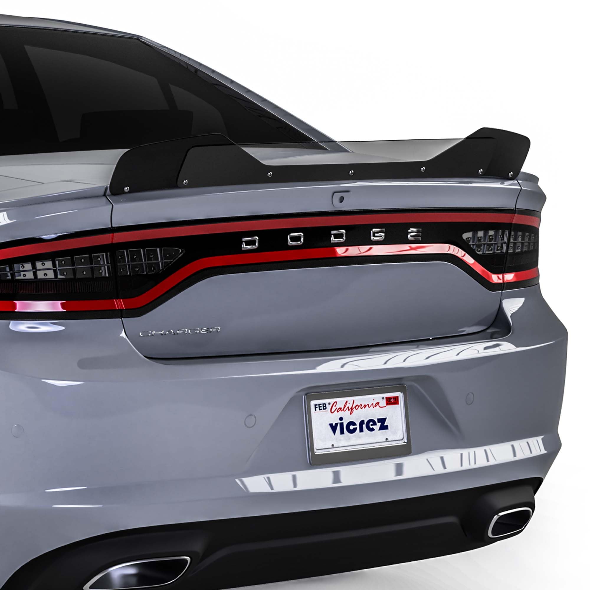 Vicrez VZ1 Wicker Bill Spoiler vz102135 for Dodge Charger 2015-2022 | 3-Piece Carbon Fiber Rear Wing | Enhanced Aerodynamics & Sporty Look | Perfect for Racing & Car Shows