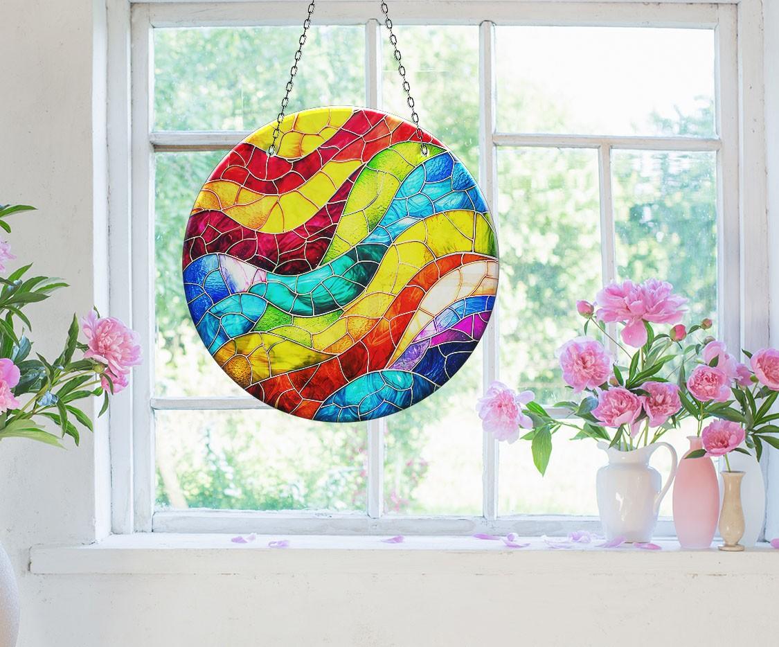 Vibrant Stained Glass Stones Decor - Handmade Suncatcher for Windows, Gardens & Home Decor | Perfect for Gifts, Wedding Favors & DIY Crafts