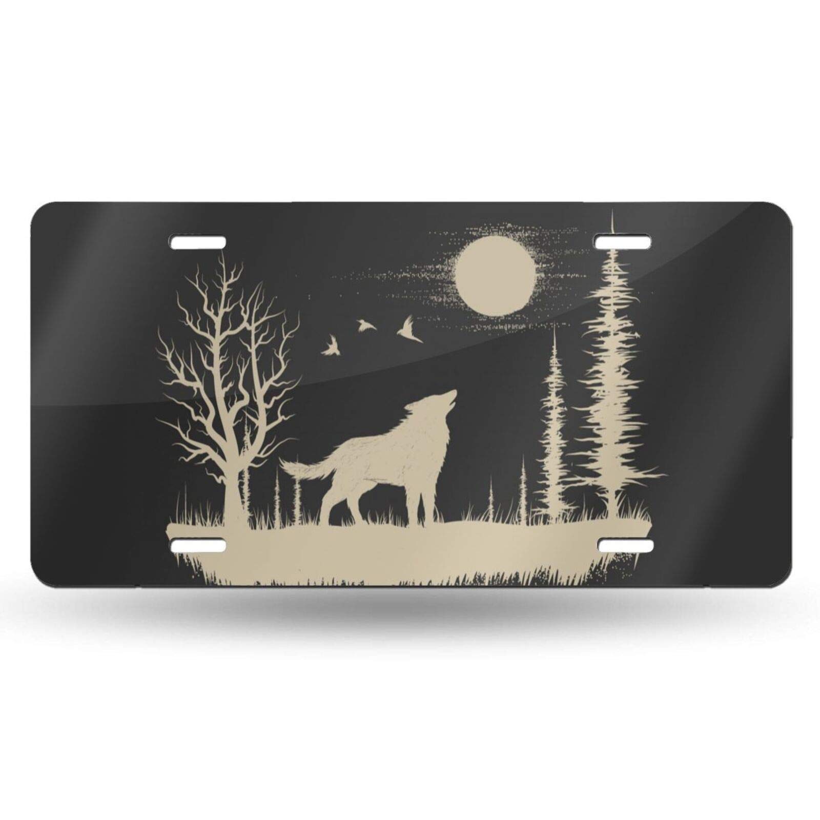 Delerain Wolf Car License Plate Cover - 6x12 Inch Metal Front Novelty Auto Tag for Men & Women - Perfect for Trucks, SUVs, and Home Garage Decor