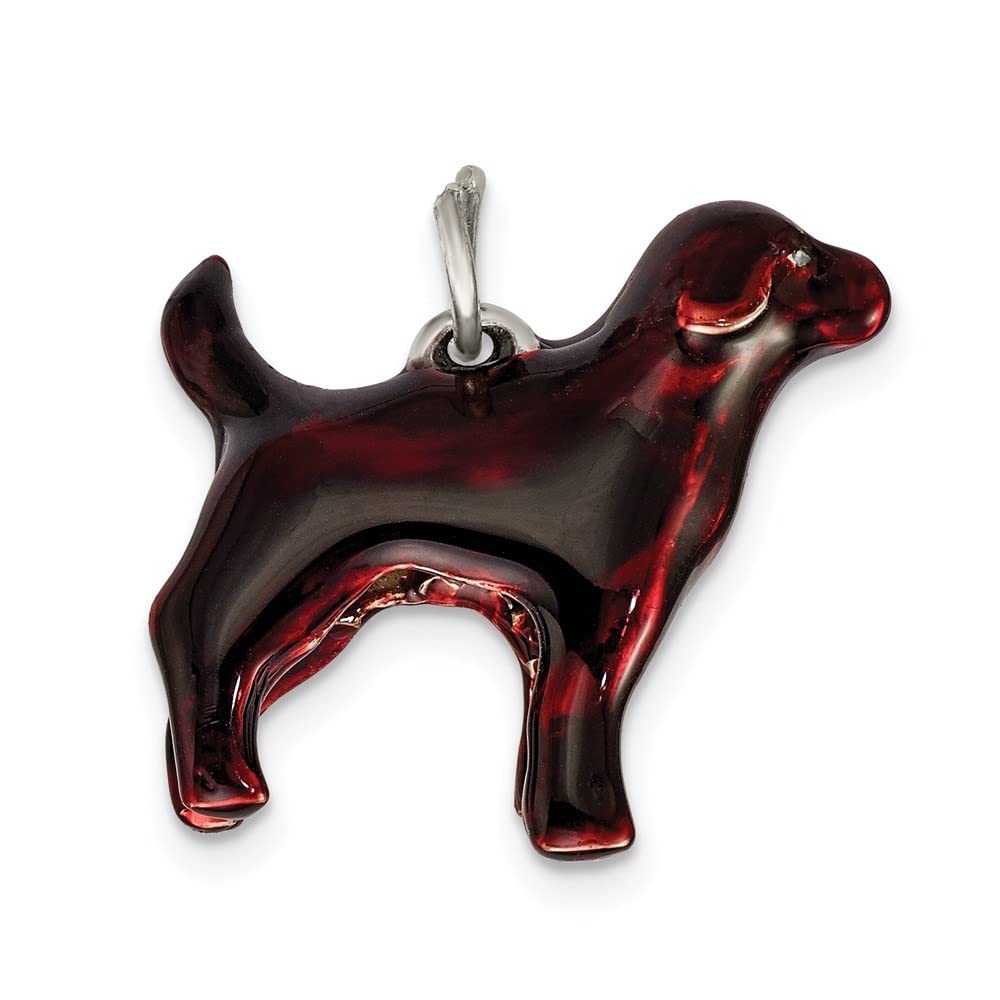 925 Sterling Silver Enameled Chocolate Labrador Pendant Necklace - 20mm x 22mm Handmade Jewelry for Dog Lovers - Perfect Gift for Pet Owners, Birthdays & Anniversaries