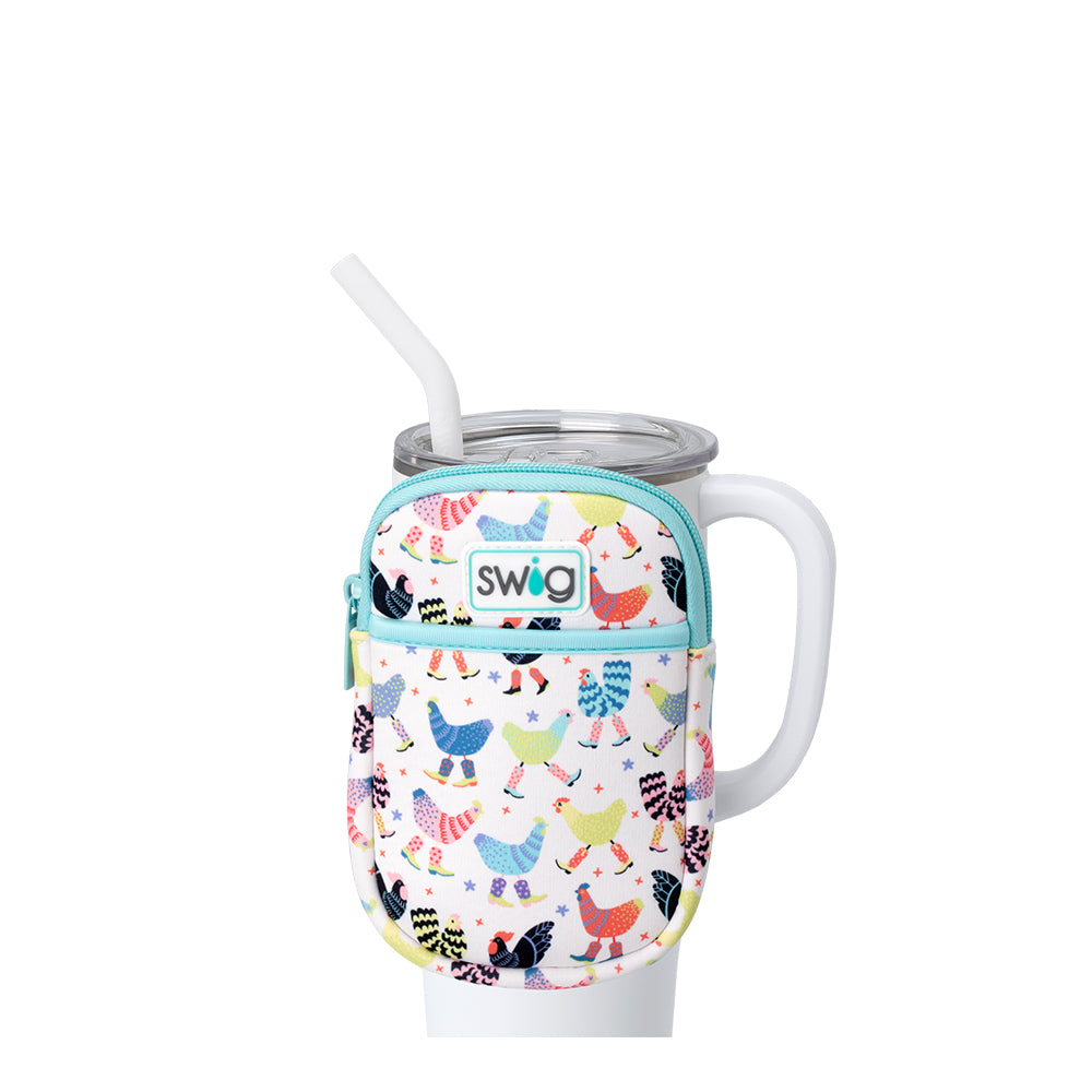 Funky Chicken Mega Mug Pouch - Insulated Coffee Cup Holder for Travel, Office & Camping - Cute Chicken Design Thermal Sleeve for Hot & Cold Drinks