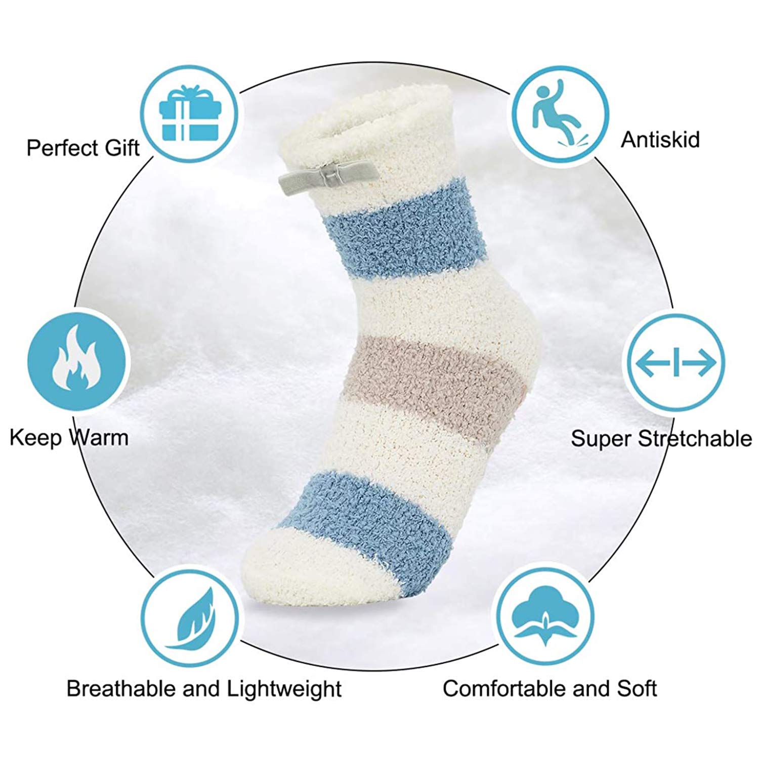 Zando Women's Fuzzy Socks - Winter Warm Fleece-Lined Slipper Socks | Ultra Soft Fluffy Cozy Home Socks for Women | Perfect for Lounging, Sleeping & Cold Weather Comfort