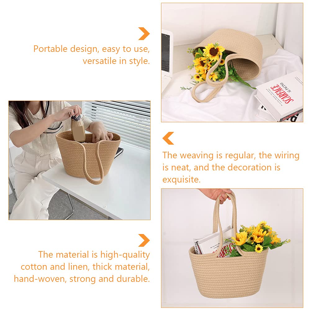 DOITOOL French Style Woven Straw Tote Bag - Women's Rattan Handbag for Beach, Shopping & Outdoor Use - Cotton Linen Wedding Storage Basket