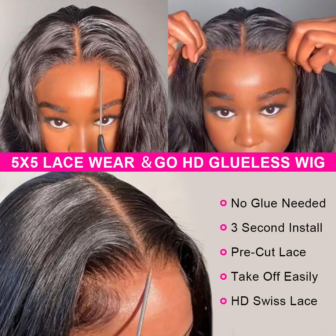 Foreverlove 5x5 HD Lace Closure Wigs - 100% Brazilian Human Hair, Pre Plucked, Body Wave, 200% Density, 26 Inch, Glueless & Ready to Wear - Perfect for Daily Wear, Special Occasions & Protective Styling