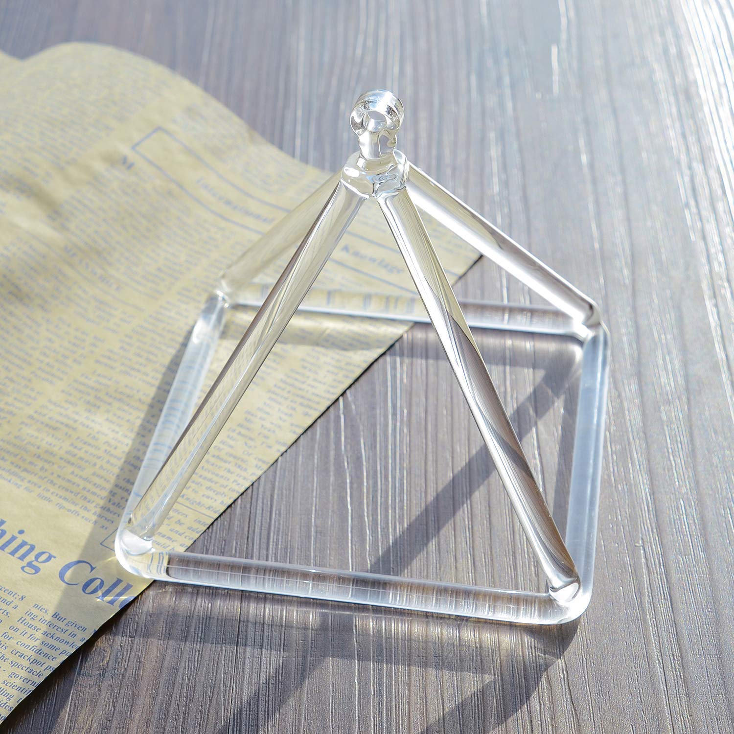 TOPFUND 12-Inch Clear Crystal Singing Pyramid for Sound Healing Therapy - Includes Genuine Leather Carrying Case & Quartz Mallet - Perfect for Meditation, Yoga, Reiki, and Energy Cleansing