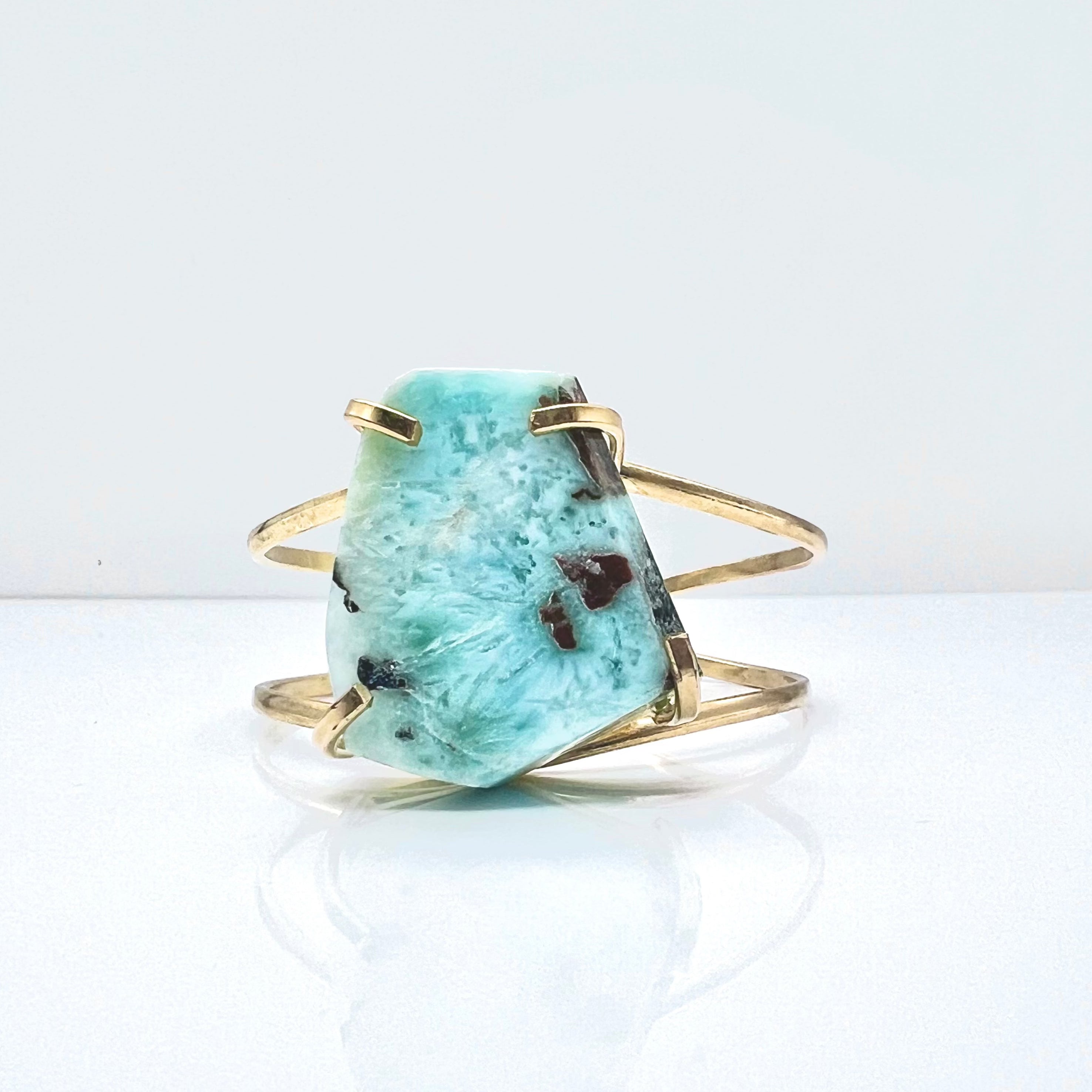 CRYSTAL AND SAGE Jewelry - Gold Plated Larimar Bracelet for Women, Healing Crystal Jewelry for Meditation, Yoga & Spiritual Energy