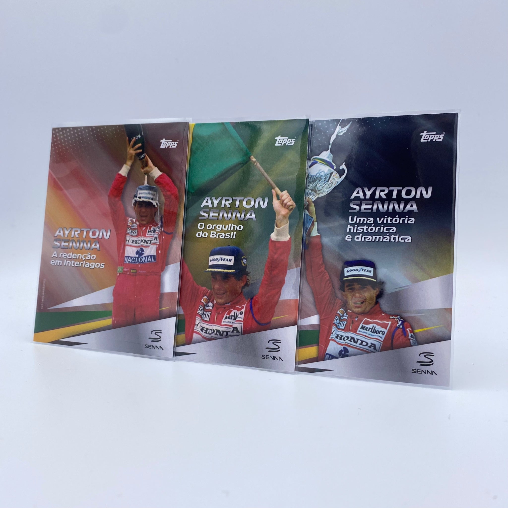 2022 Topps Formula 1 Brazilian Grand Prix Exclusive Ayrton Senna Flag, Cup & Champagne Set - Perfect for F1 Collectors, Race Day Celebrations and Motorsport Memorabilia Displays