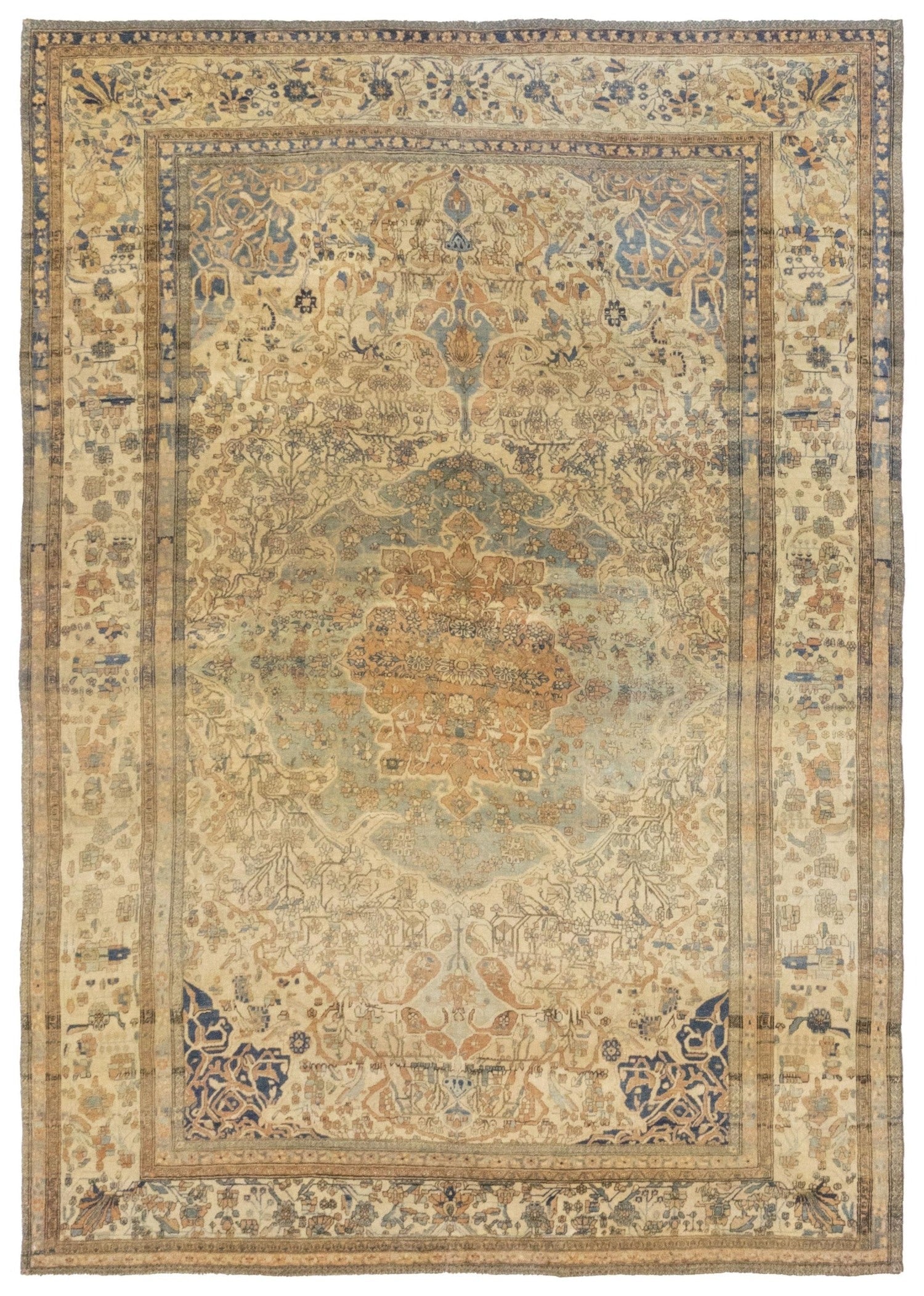 Antique Motasham Kashan Handwoven Traditional Persian Rug - J76793 - Perfect for Living Room, Bedroom & Home Decor