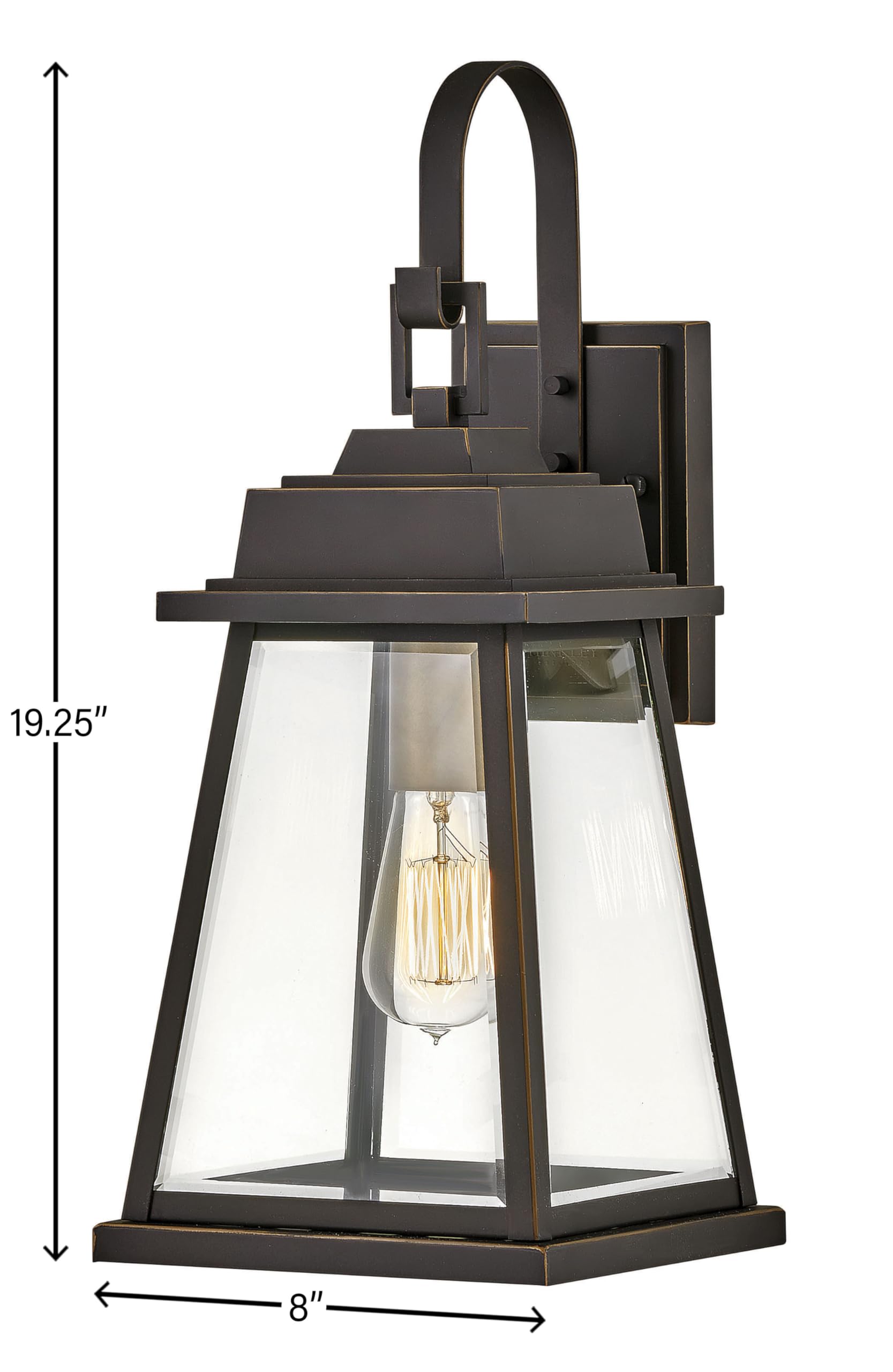 Hinkley Bainbridge Collection One Light Outdoor Wall Sconce - Oil Rubbed Bronze with Clear Beveled Glass for Porch, Patio, and Entryway Lighting