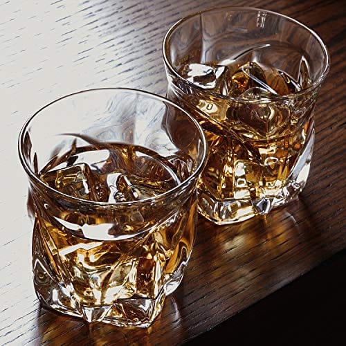 Premium Crystal Whiskey Glass Set of 2 - Lead-Free Fire Polished Titanium Infused Bourbon Glasses for Men & Women - Luxury Gift for Anniversary, Wedding & Home Bar - Perfect for Whiskey Tasting & Entertaining