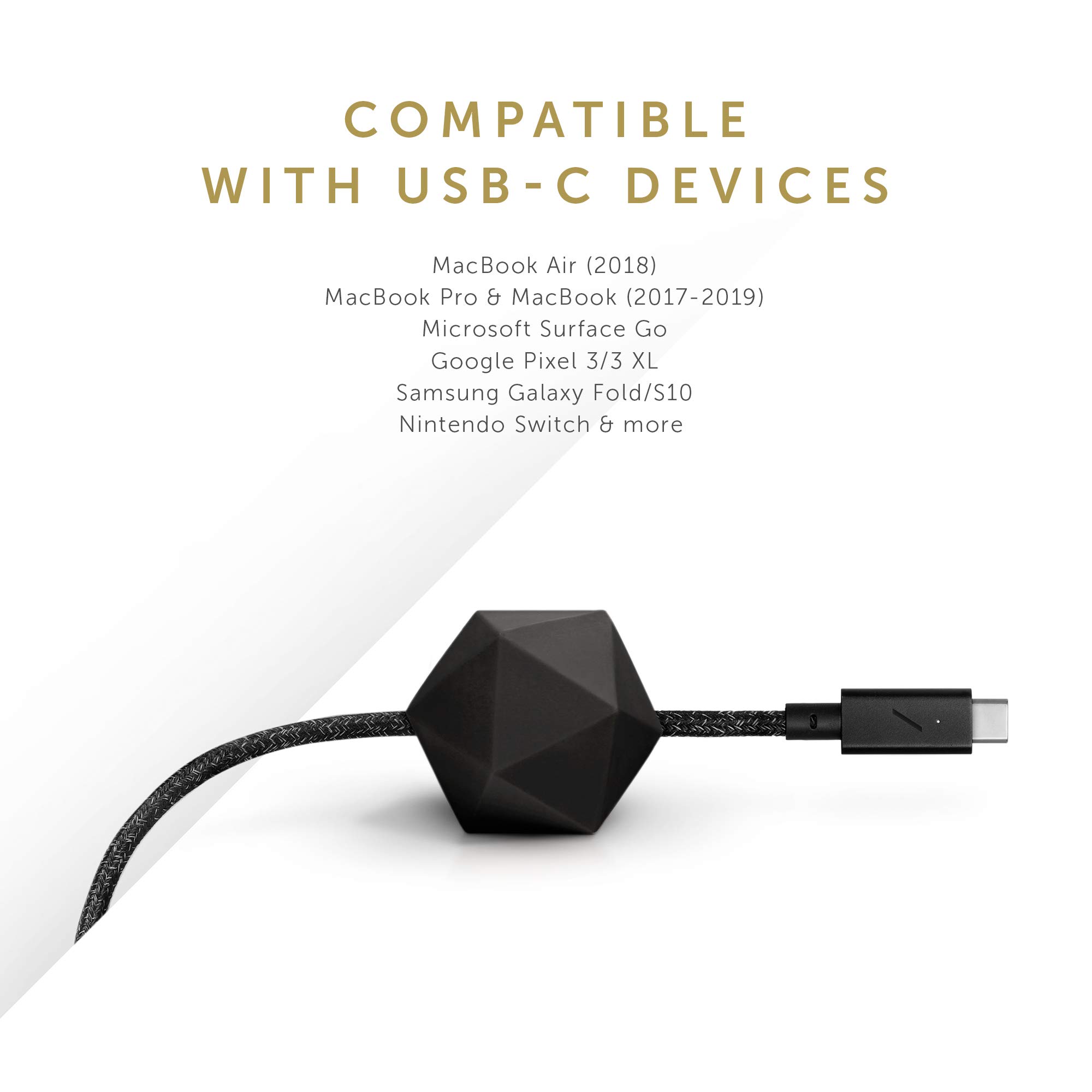 Premium USB-C to USB-C 8ft Charging Cable - Ultra-Strong Non-Slip Desk Cable with Anchor Weight for iPhone 16/15, MacBook Pro 13