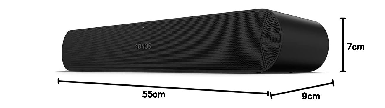 Sonos Ray Soundbar - Compact All-in-One Soundbar with Immersive Sound for Movies, Gaming & Music | WiFi Streaming, AirPlay & App Control | Black | Perfect for Home Theater & Living Room Entertainment