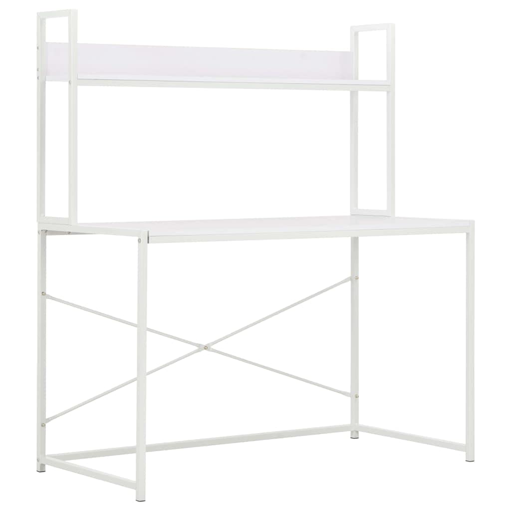 47 Inch White Computer Desk with Storage Shelves & Bookshelf - Space Saving Home Office Desk for Studying, Writing & Working - Perfect for Small Spaces & Modern Workstations