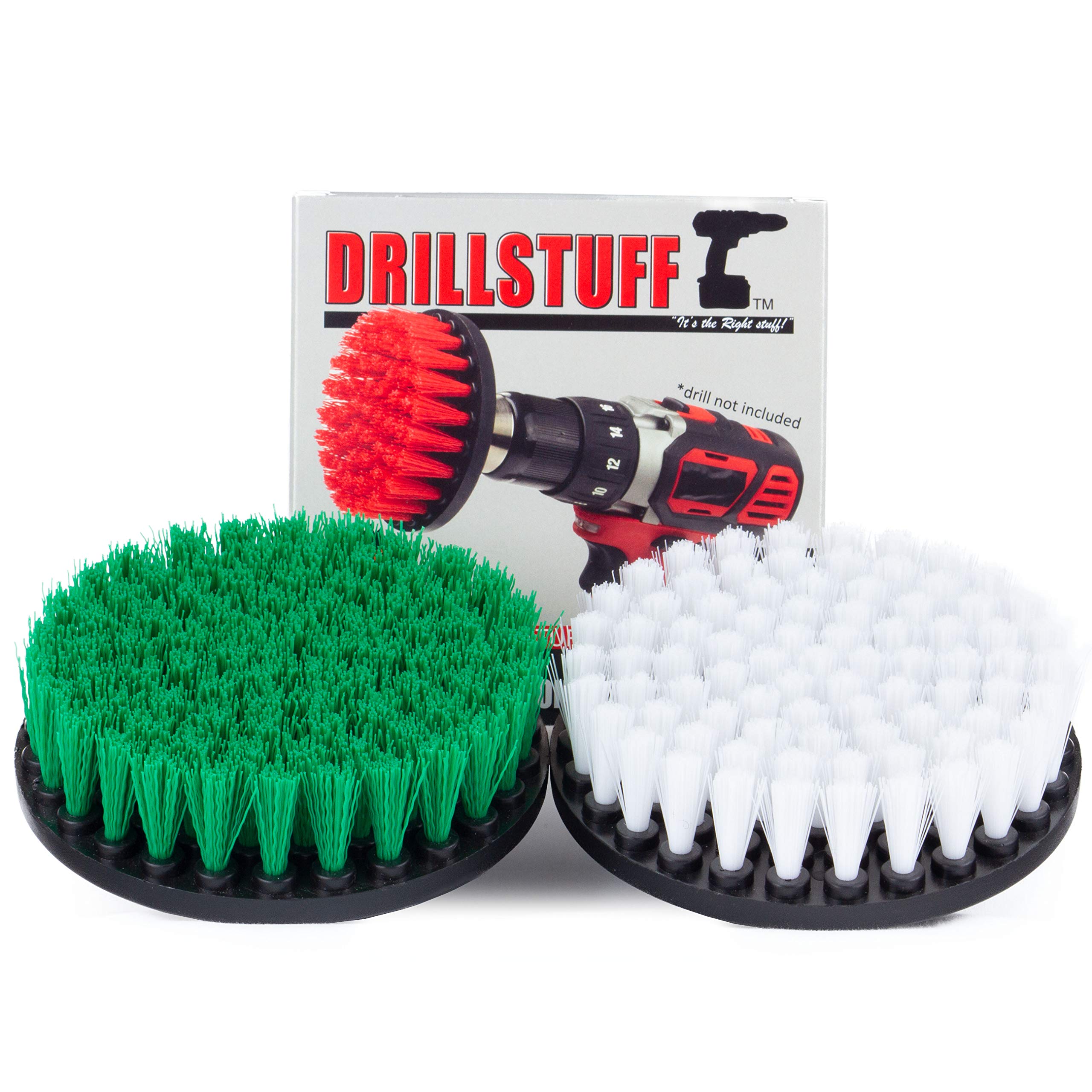 5 Inch Soft Green & White Rotary Scrub Brushes - Multi-Surface Cleaning for Carpet, Upholstery, Glass, Leather - Perfect for Kitchen, Bathroom, Oven & Shower Cleaning