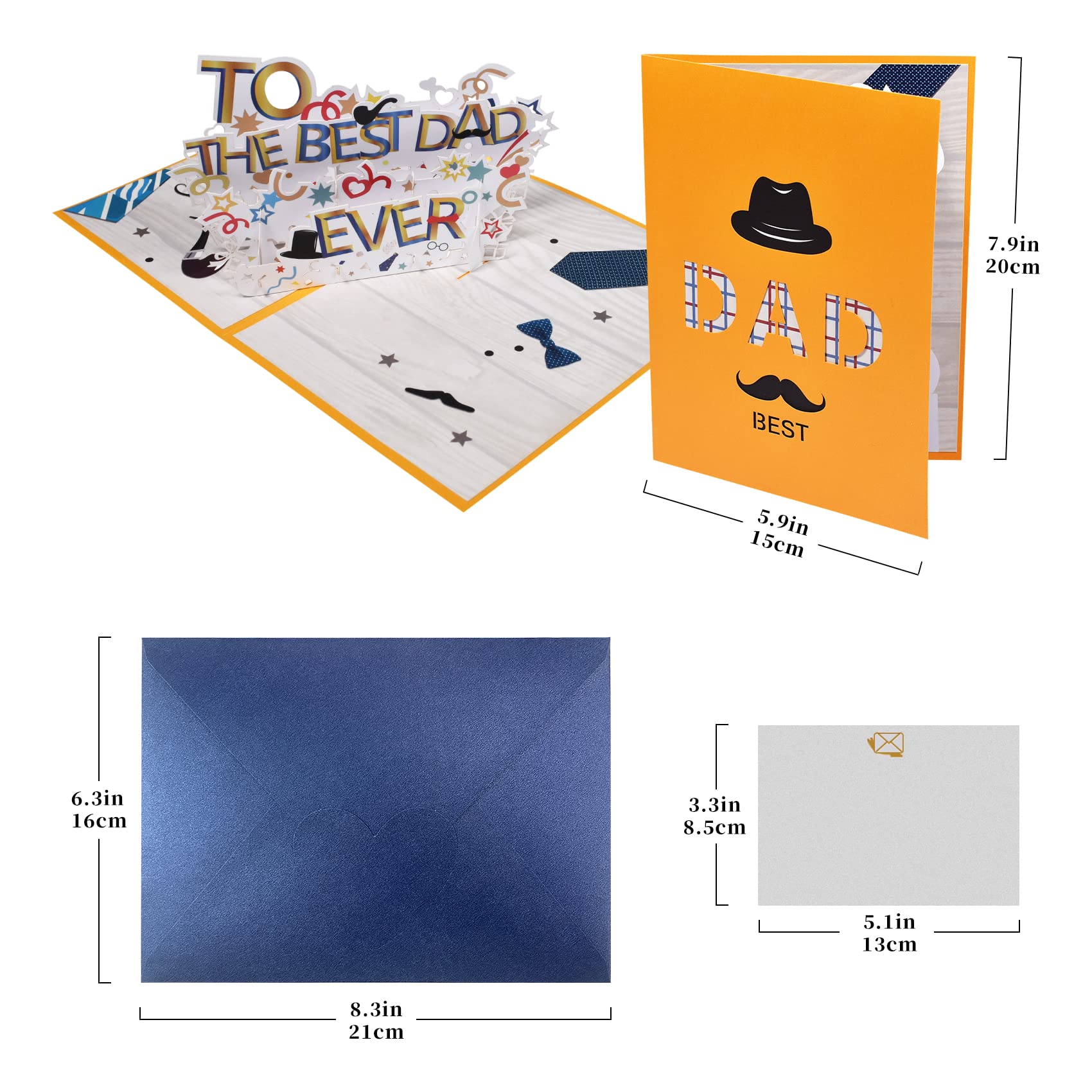 Best Dad Ever - 3D Handcrafted Pop Up Father's Day Card | Unique Birthday & Love Greeting Card for Him | Perfect Gift for Dad, Husband, Grandpa | Home, Office & Special Occasion Use
