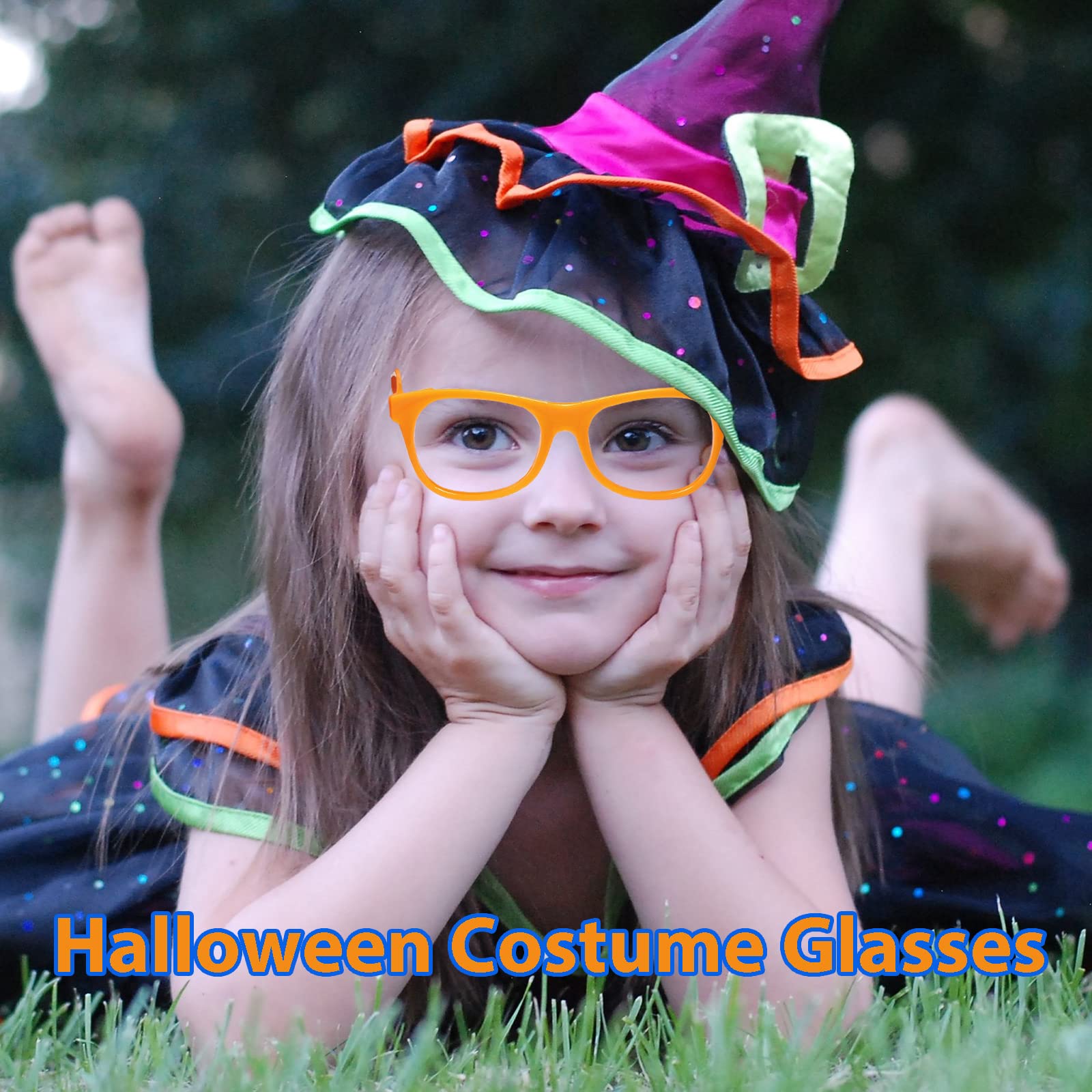 12 Pack Neon Frame Costume Glasses (No Lens) - Halloween Party Favors, Birthday Decorations & Cosplay Accessories for Adults & Kids - Perfect for Themed Parties, Dress-Up & Photo Props