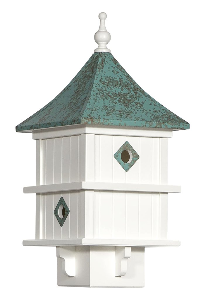 MANOR BIRDHOUSE - 4 Hole PVC Bird House with Removable Top & Decorative Weathervane - Perfect for Garden, Backyard, and Outdoor Wildlife Habitat