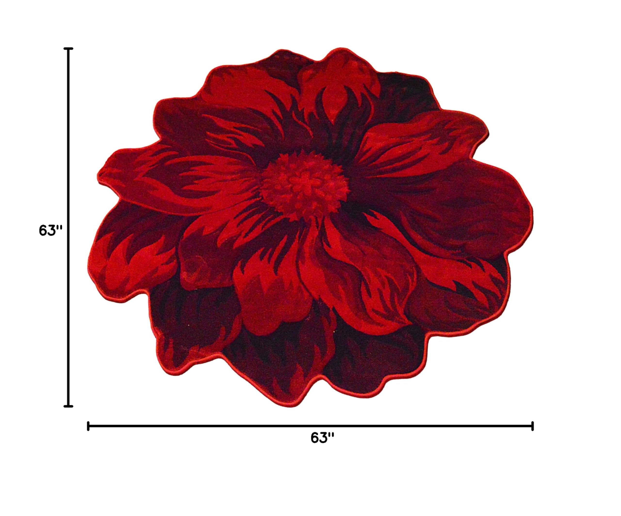 5ft Round Fluffy Flower Rug - Soft Plush Circle Area Carpet for Bedroom, Living Room, Nursery - Girly Home Decor in Vibrant Red (305) - Perfect for Boho Chic Decor & Cozy Floor Seating