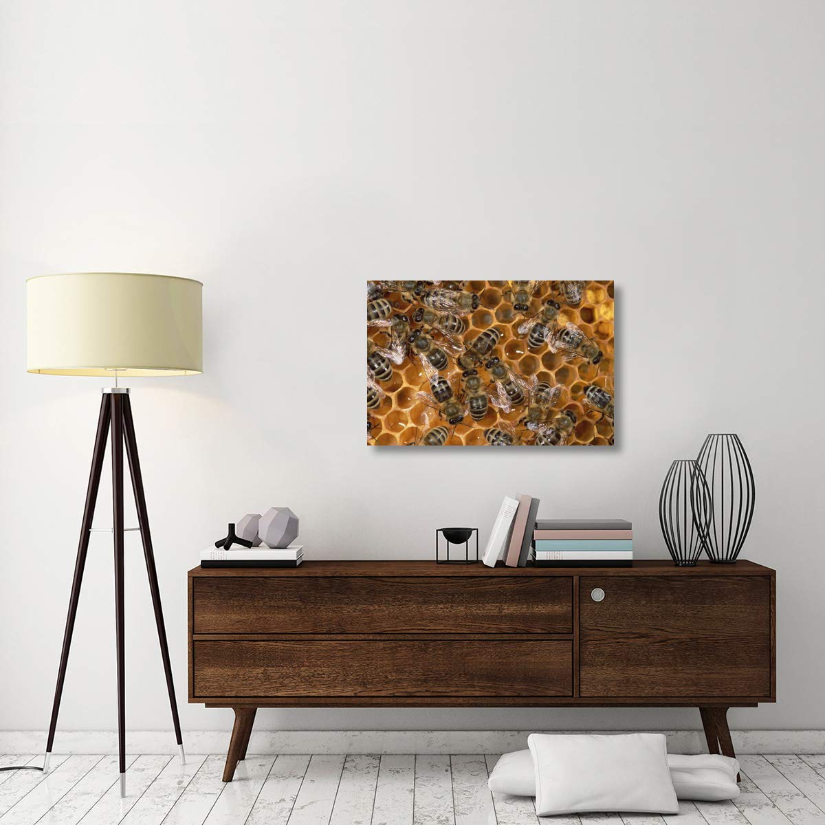 Global Gallery Honey Bee Colony on Honeycomb Canvas Art Print - 36x24 Inches - North American Wildlife Wall Decor for Living Room, Bedroom & Office