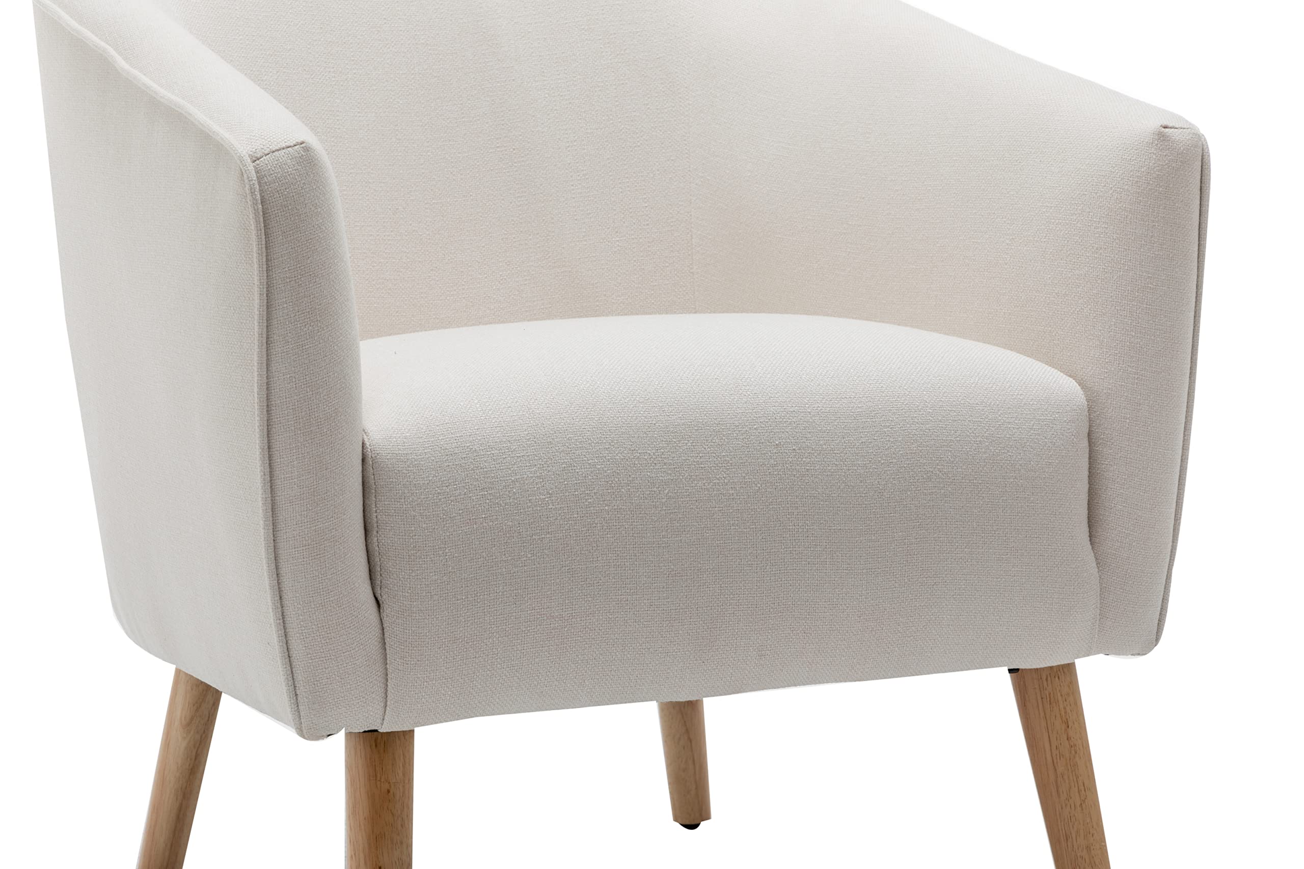 Mid-Century Modern Barrel Accent Chair with Tapered Legs - Cream Fabric Upholstered Lounge Chair for Living Room, Bedroom & Office - Stylish Comfortable Seating for Relaxing & Reading