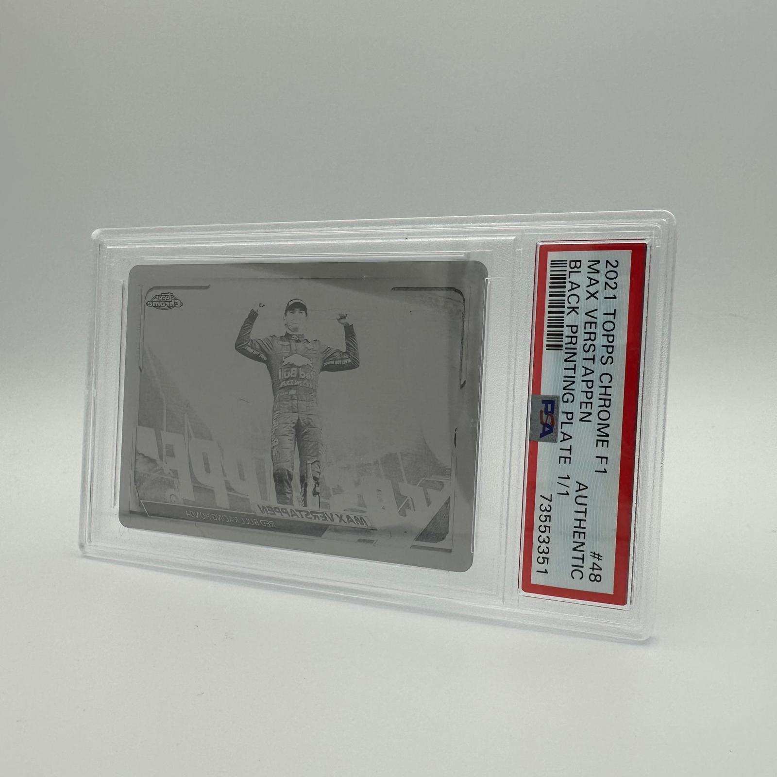 PSA Authentic 1/1 Max Verstappen #48 Black Printing Plate Chrome 2021 - Rare Collectible for F1 Fans, Racing Memorabilia & Sports Card Collectors