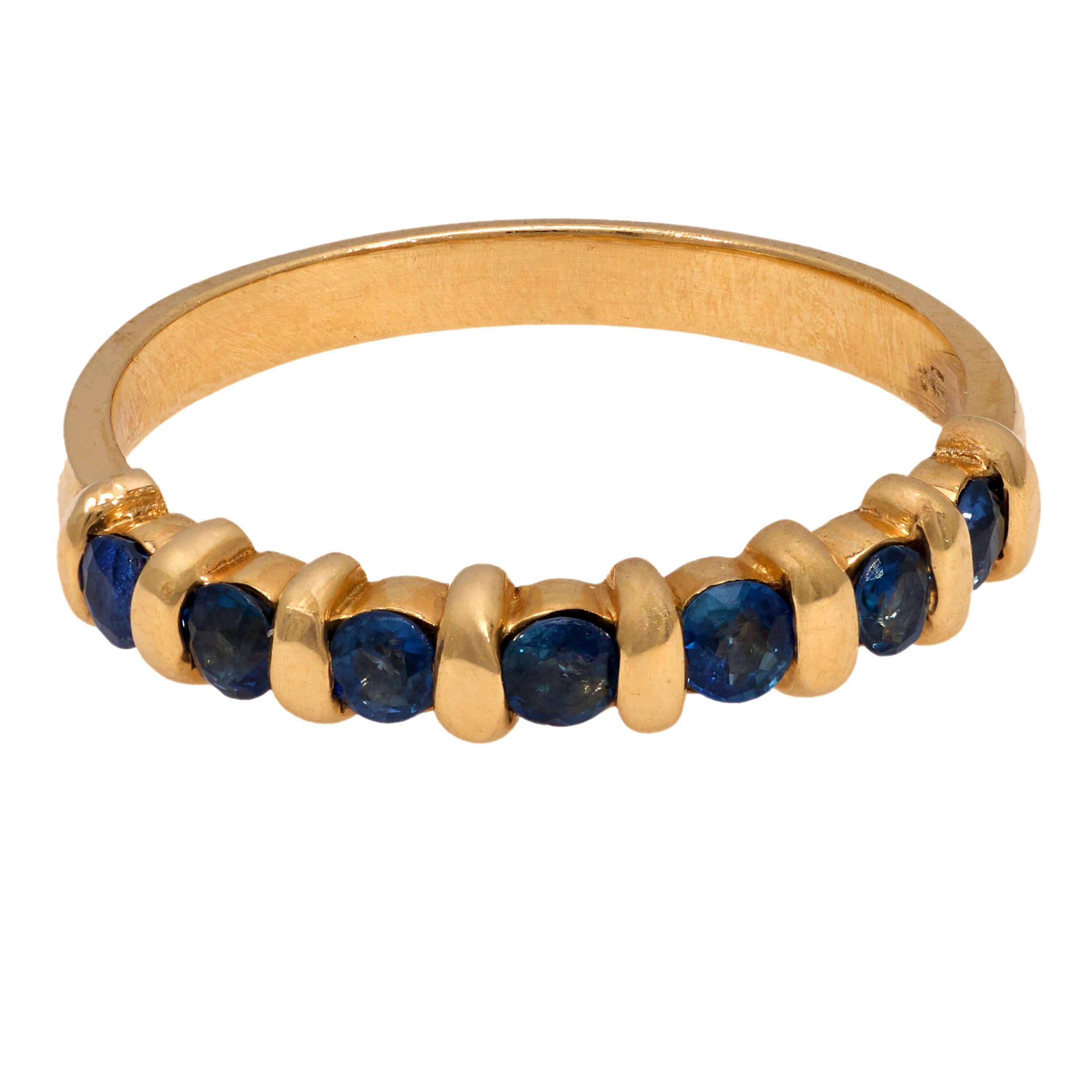14K Gold Sapphire Half Eternity Band Ring for Women - Elegant Wedding, Engagement, Anniversary Jewelry Gift