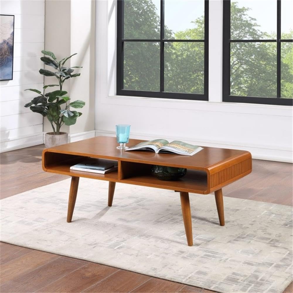 Boraam Zebra Series Halmstad Walnut Coffee Table - Modern Living Room Furniture for Home Decor & Entertaining