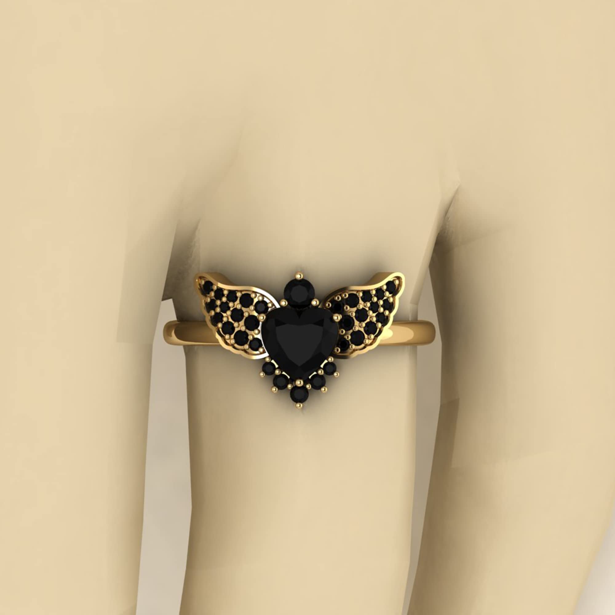 Black Onyx Butterfly Silver Ring - Elegant Faceted Cut Heart Shape Jewelry for Women - Perfect Wedding, Birthday & Love Gift - Ideal for Romantic Dates, Anniversaries & Special Occasions