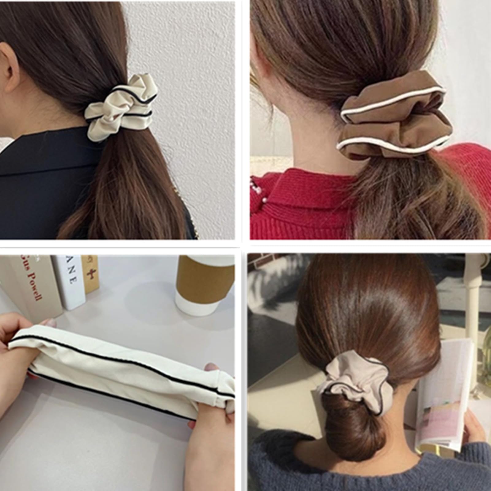 Elegant Hair Scrunchies (4pcs) - Perfect for Work & Gym