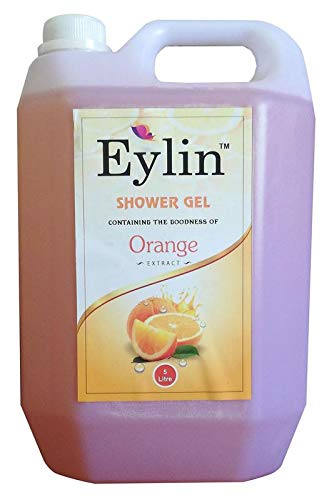 Eylin Herbal Shower Gel with Orange Extract | Moisturizing Body Wash for Dry Skin | 5 Liter Bulk Size | Perfect for Spa, Gym & Family Use