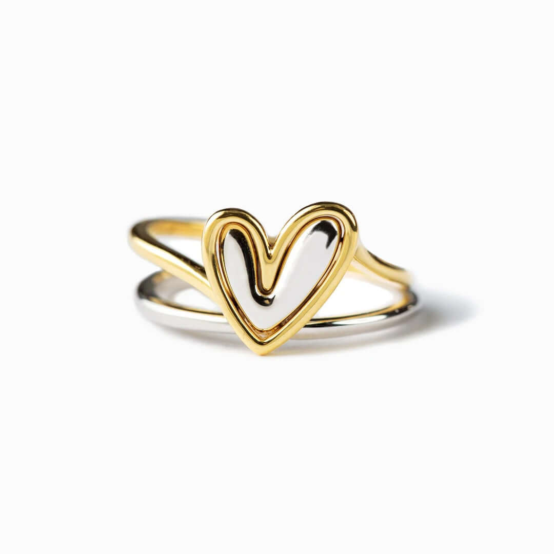 Self Love Mini Heart Stacking Ring Set - Dainty Gold & Silver Stackable Rings for Women | Perfect for Valentine's Day, Anniversary Gifts & Everyday Wear (YS020)