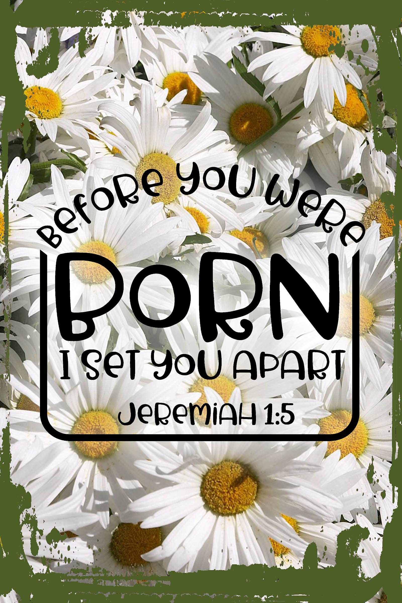 Jeremiah Bible Verse Daisy Wall Art - 8x12 Inspirational Home Decor for Gifts