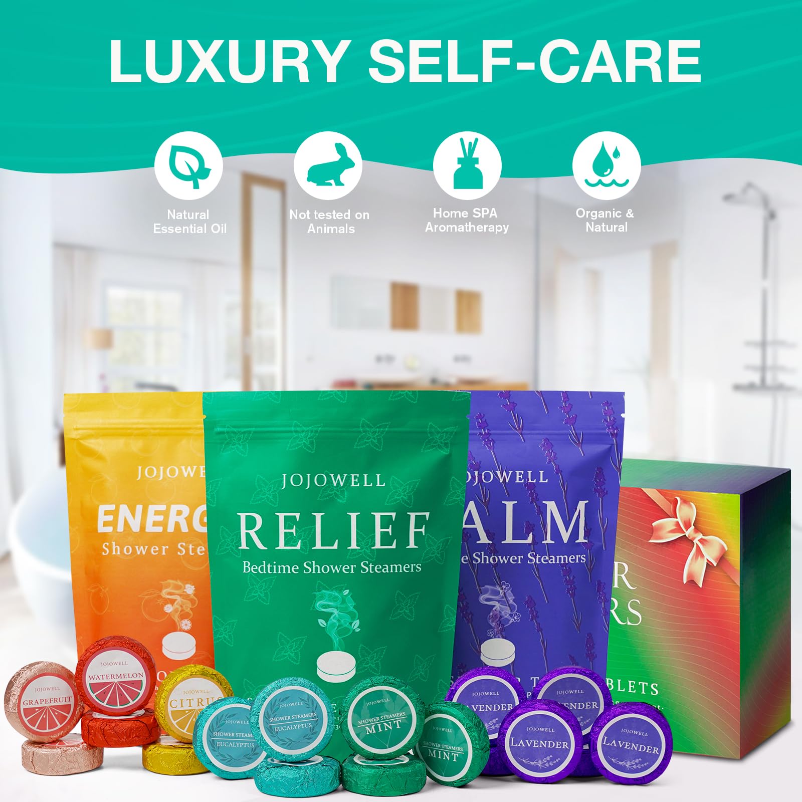 36 Pack Aromatherapy Shower Steamers with Organic Essential Oils - Relaxing Bath Bombs for Women, Self Care Gifts for Birthday, Mother's Day & Spa Night at Home