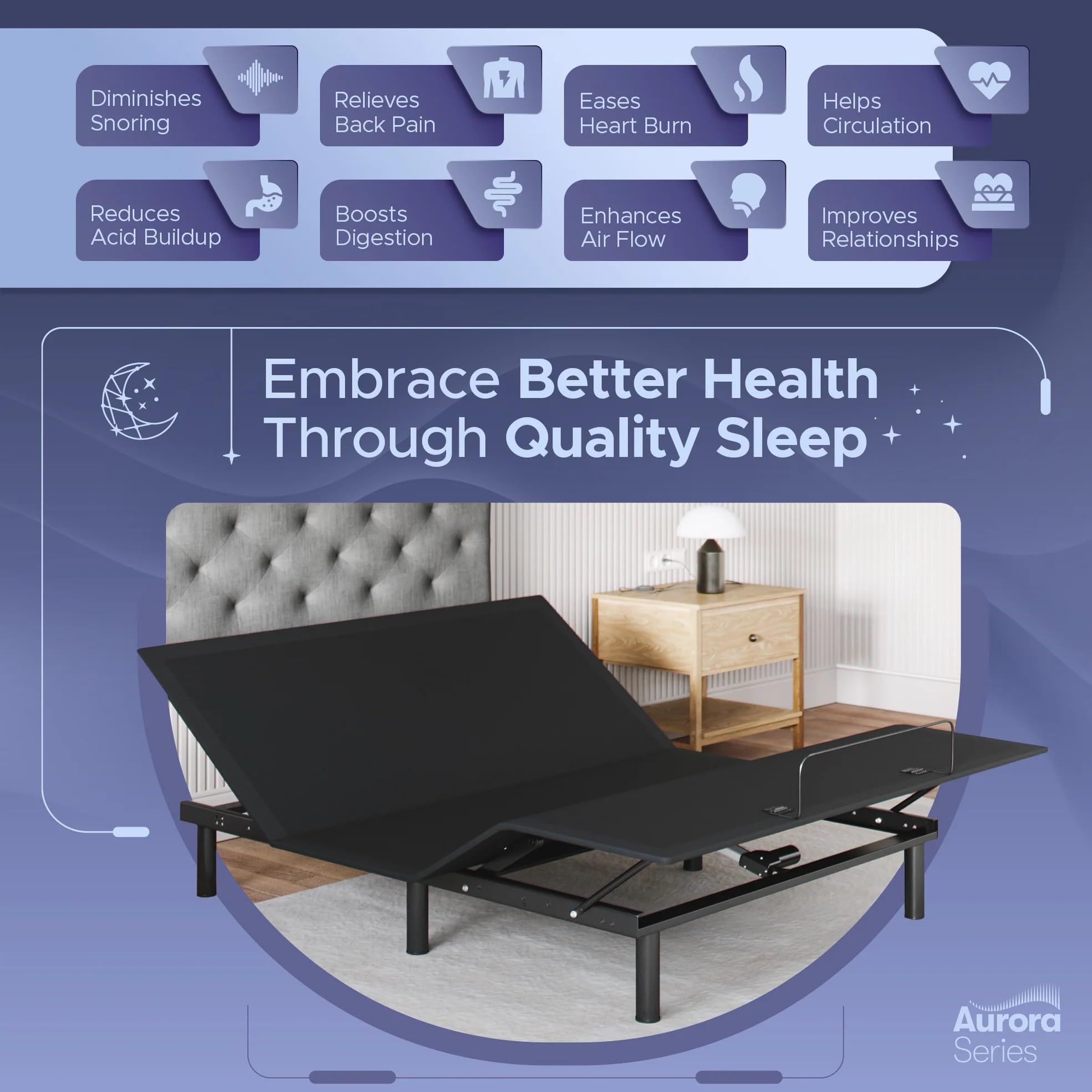 Aurora Adjustable Bed Frame - Easy Assembly, Zero Gravity for Home Comfort