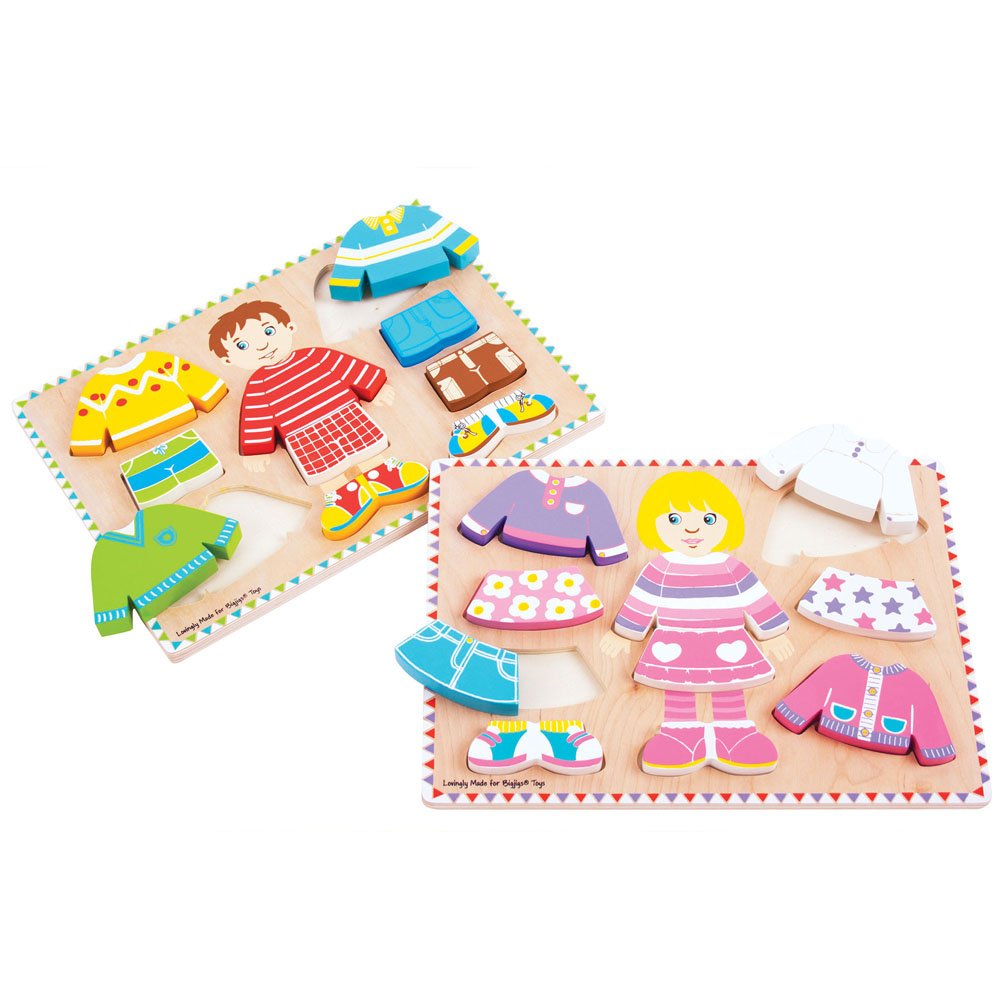 Bigjigs Toys Educational Wooden Dressing Boy Jigsaw Puzzle - Mix and Match Dress Up Learning Game for Kids | Perfect for Preschool Classroom & Montessori Activities