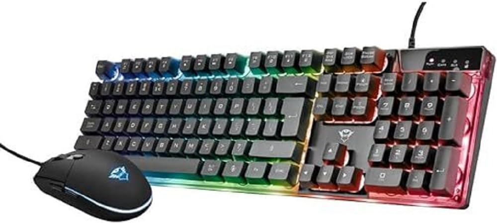 Trust Gaming GXT 838 Azor Gaming Keyboard and Mouse Combo - Italian QWERTY Layout, USB Wired, Anti-Ghosting, RGB Backlit Keyboard, 800-3000 DPI Gaming Mouse - Black | Perfect for PC Gaming, Esports & Office Work
