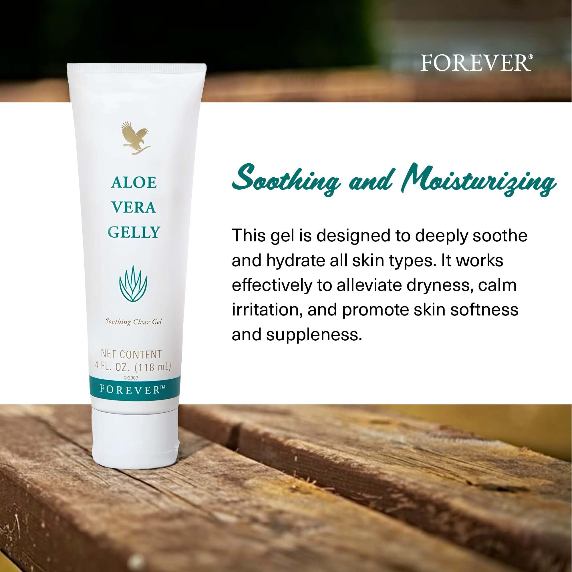 Forever Living Aloe Vera Gelly - 4 fl oz Pure Aloe Gel for Skin Soothing, Moisturizing & Conditioning | Vegan, Gluten-Free | Perfect for Sunburn Relief, Dry Skin & After-Shave Care