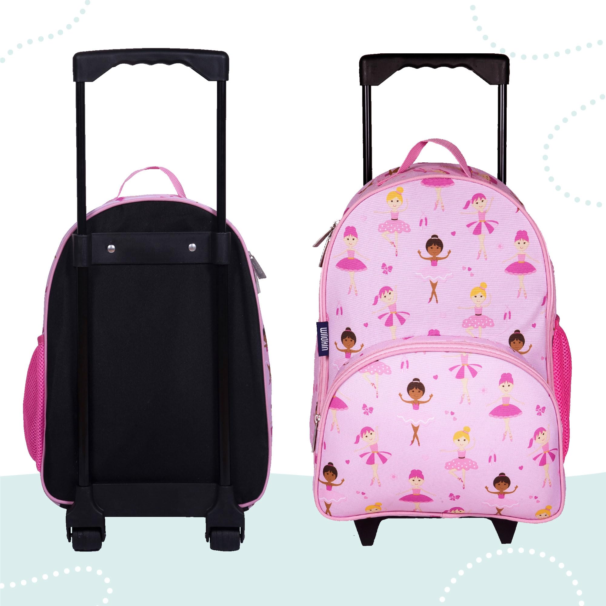 Wildkin Kids Rolling Luggage for Boys & Girls - 16 x 12 x 6 Inch Carry-On Suitcase for School, Sleepovers & Travel (Ballerina Design) - Perfect for Airplane Trips, Weekend Getaways & Summer Camp Adventures