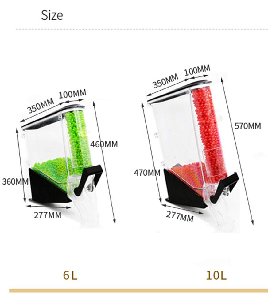 6L Large Capacity Gravity Bin Food Dispenser - Wall Mounted Dry Food & Candy Dispenser Container for Cereal, Snacks, Bulk Storage - Perfect for Supermarkets, Convenience Stores & Pantry Organization