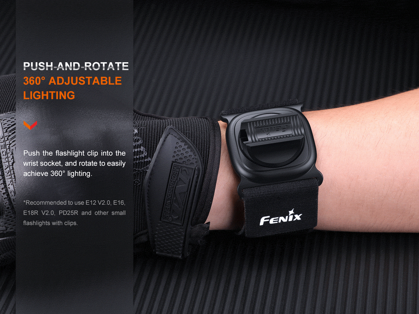 Fenix ALW-01 Wrist Flashlight Holster - Adjustable & Secure Handheld Light Holder for Camping, Hiking & Emergency Use