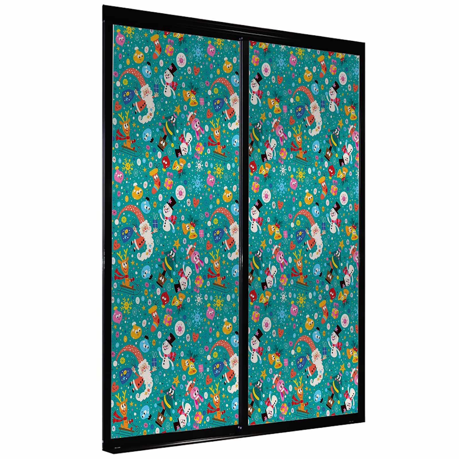 Dark Seafoam Multicolor Stained Glass Window Cling - Opaque Static Window Film for Heat Control & UV Protection - Perfect for Home, Office & Christmas Decorations