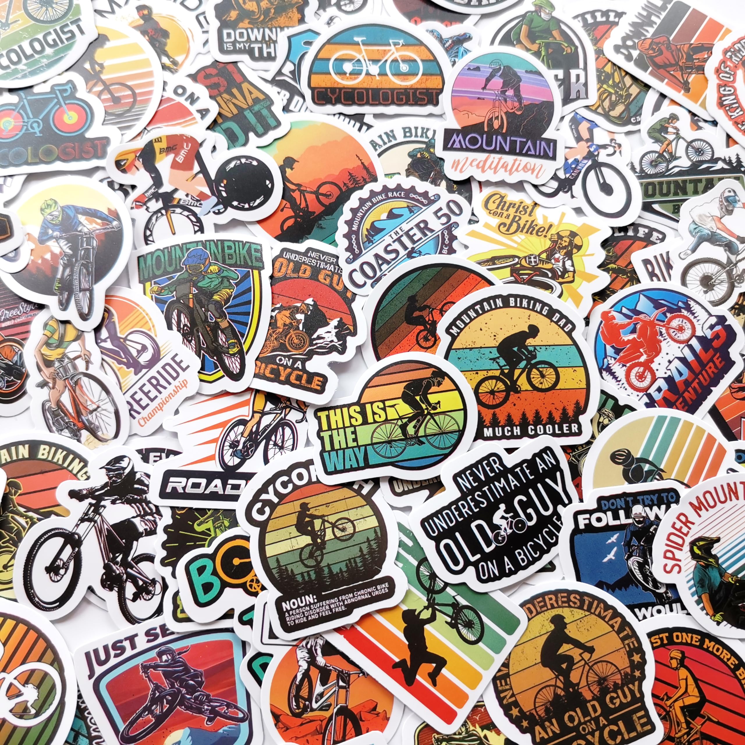 100Pcs Cool Bicycle Decals - Waterproof Vinyl Bike Stickers for Road & Mountain Bikes - Durable Frame & Helmet Decals - Perfect for Customizing Cycling Gear & Personalizing Your Ride (Ideal for Commuting, Racing & Outdoor Adventures)