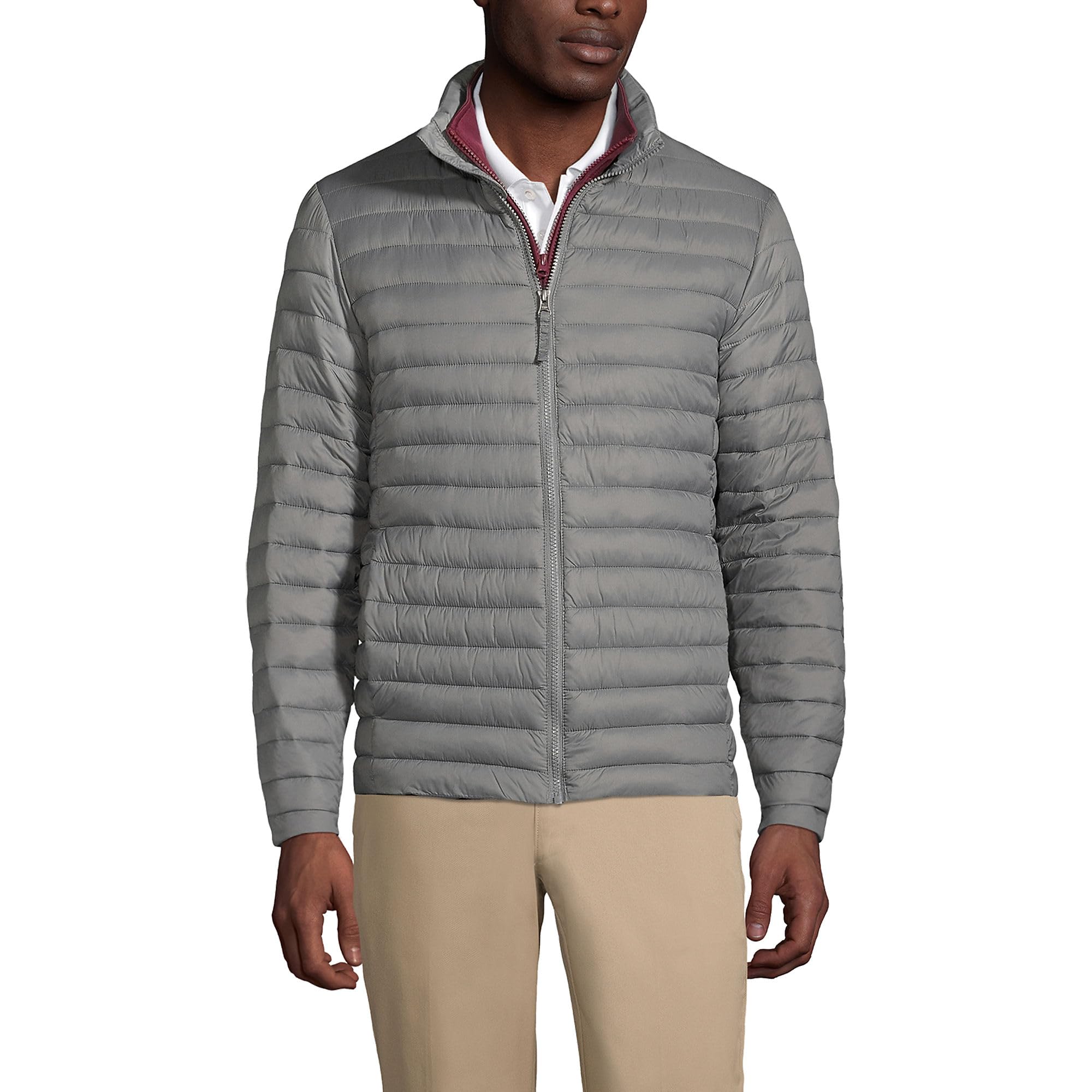 Lands' End Men's ThermoPlume Jacket for School Uniforms | Lightweight Insulated Winter Coat | Perfect for School, Work & Outdoor Activities