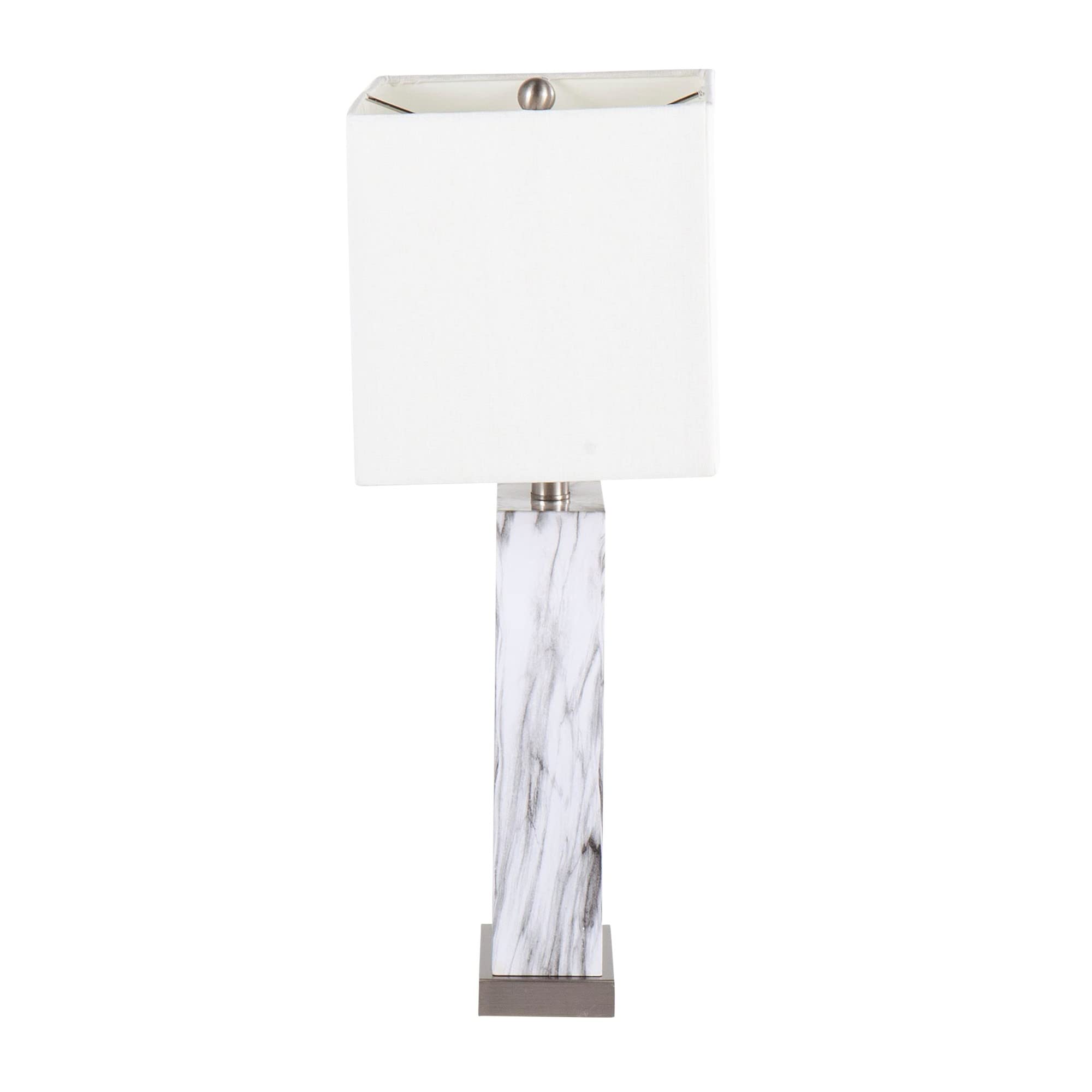 Modern White Cory Table Lamp - Stylish Desk & Bedside Nightstand Lamp for Living Room, Bedroom, Office - Energy Efficient LED Lighting for Reading & Relaxation