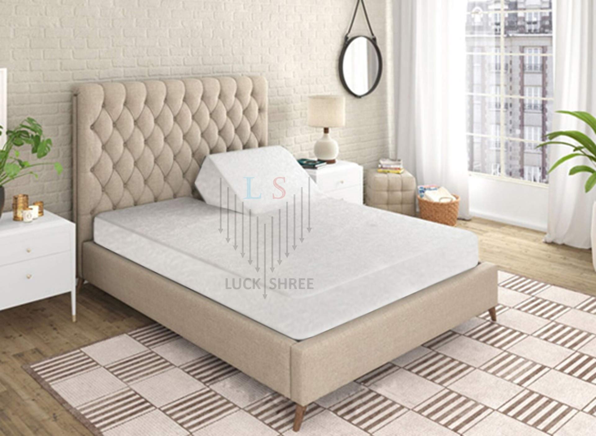 Waterproof Split Head Mattress Protector for Adjustable Beds - Breathable Terry Cotton Fitted Sheet with 12